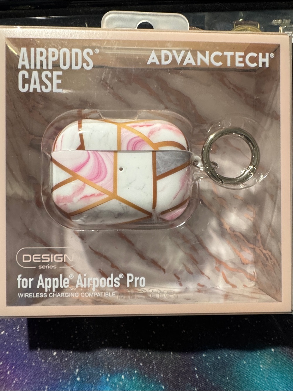Pink & White Marble AirPods Pro Case with Gold Accent
